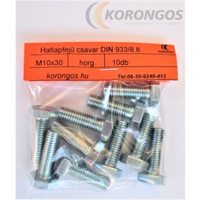 Hatlapfejű csavar M10x 30 10db-os csomagban