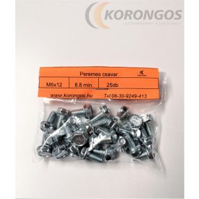 Hatlapfejű peremes csavar M6 x12  25 db-os csomagban