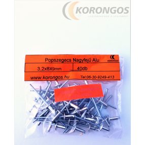 Nagyfejű alumínium popszegecs 3,2x8mm 40db-os csomagban